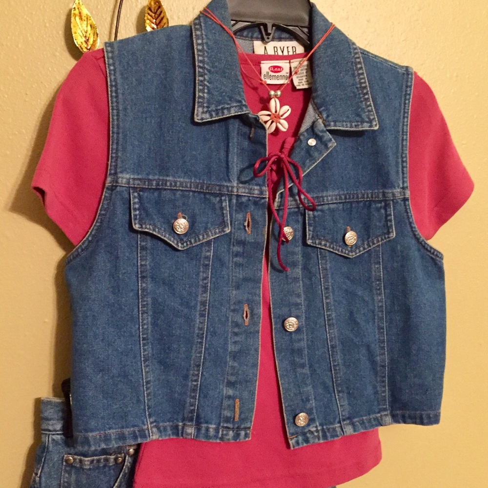 A Byer California Blue Denim Vest Sleeveless Jean Jacket - Vintage 90s -S